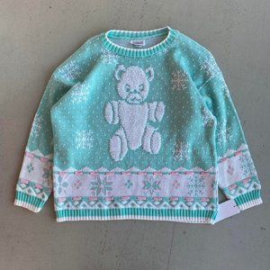 Vintage Teddy Bear Light Blue/Pink Knit